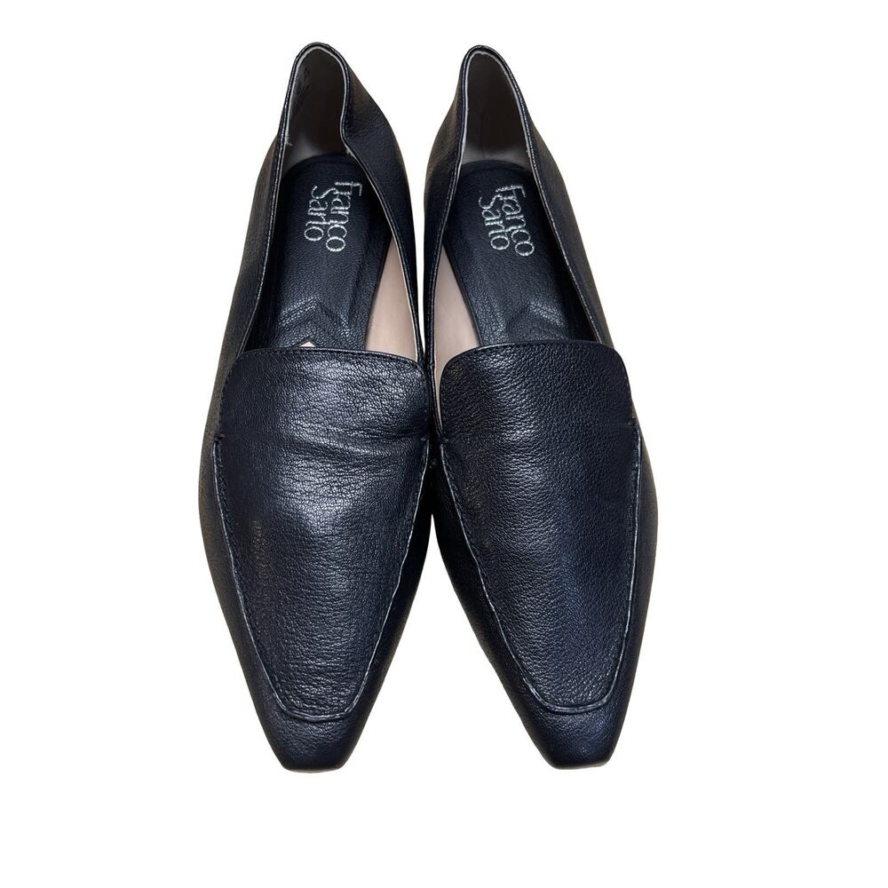 Franco Sarto Belamour Loafer Women's Sz 8.5 Black Leather Slip On Pointed Toe